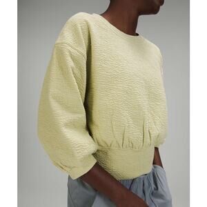 Lululemon Textured Crewneck Pullover US 8 Dew Green Cotton Blend Athleisure Gym